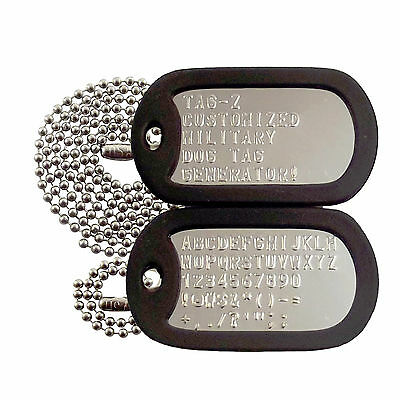 2 Military Dog Tags - Custom Embossed Shiny - Gi Identification W/ Silencers